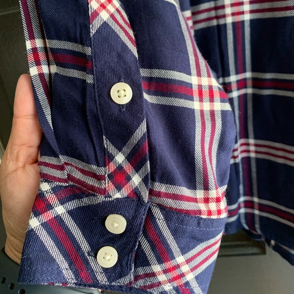 Torrid Plaid Button Down Camp Shirt - blue/red/white NWT -size 1 (14/16) - Picture 4 of 4
